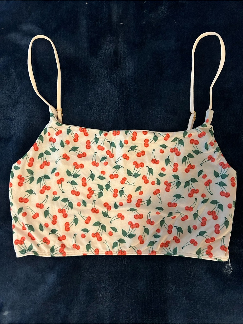 Anthropologie Cream Cherry-Print Bralette/Crop Tank